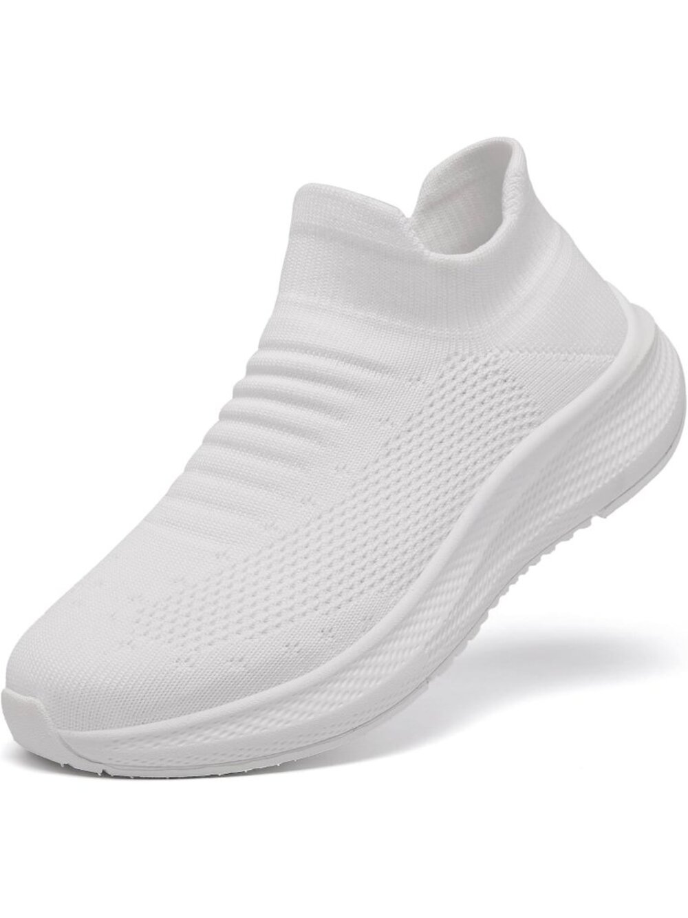 Women's White Comfort Lightweight Sock Work Mesh Slip on Casual Sneaker Shoes